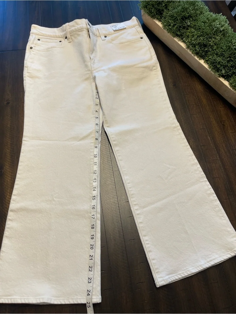 J. Crew Cream Cropped Wide-Leg Jeans